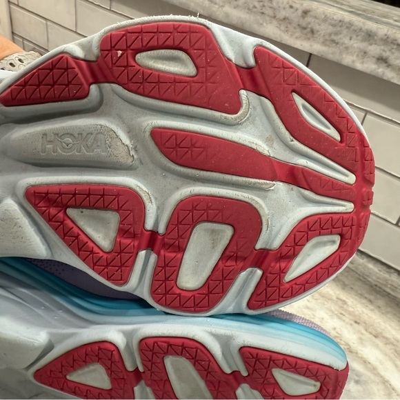 Hoka Bondi 8 Lavender Teal and White Athletic Shoes Walking and Running Shoes - Picture 8 of 10